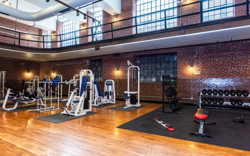 a gym with exercise equipment